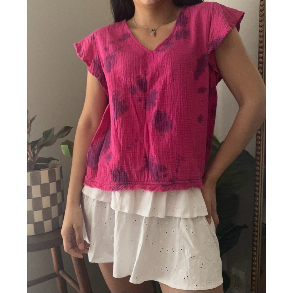 🚫SOLD🚫 Time and Tru Pink Tie-dye 100% Cotton Top